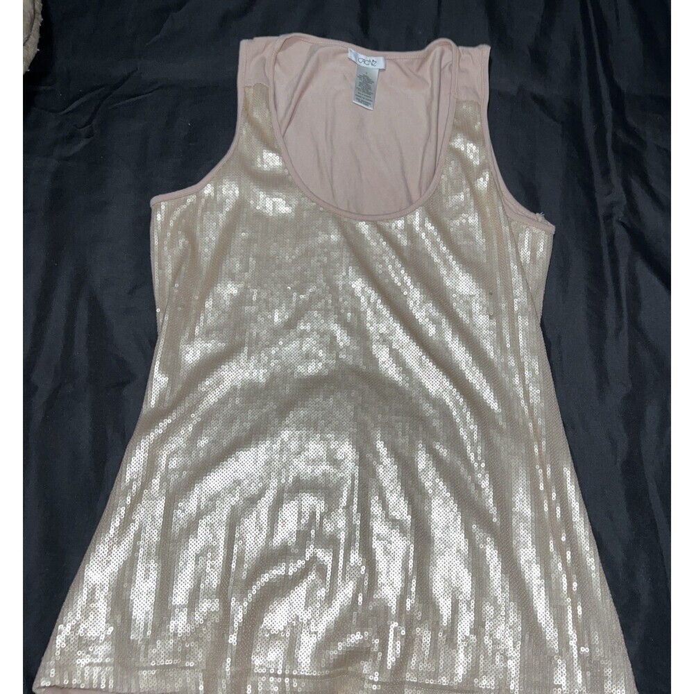 Vintage Cache Womens Tank Top Size Sm Metallic Shimmer Pink Y2K Festival Sexy